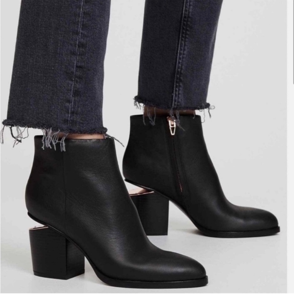 Alexander Wang GABI Cutout Patent 80MM Rose Gold Boots Ankle Booties 40